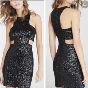 Black Sequin Cut Out Dress